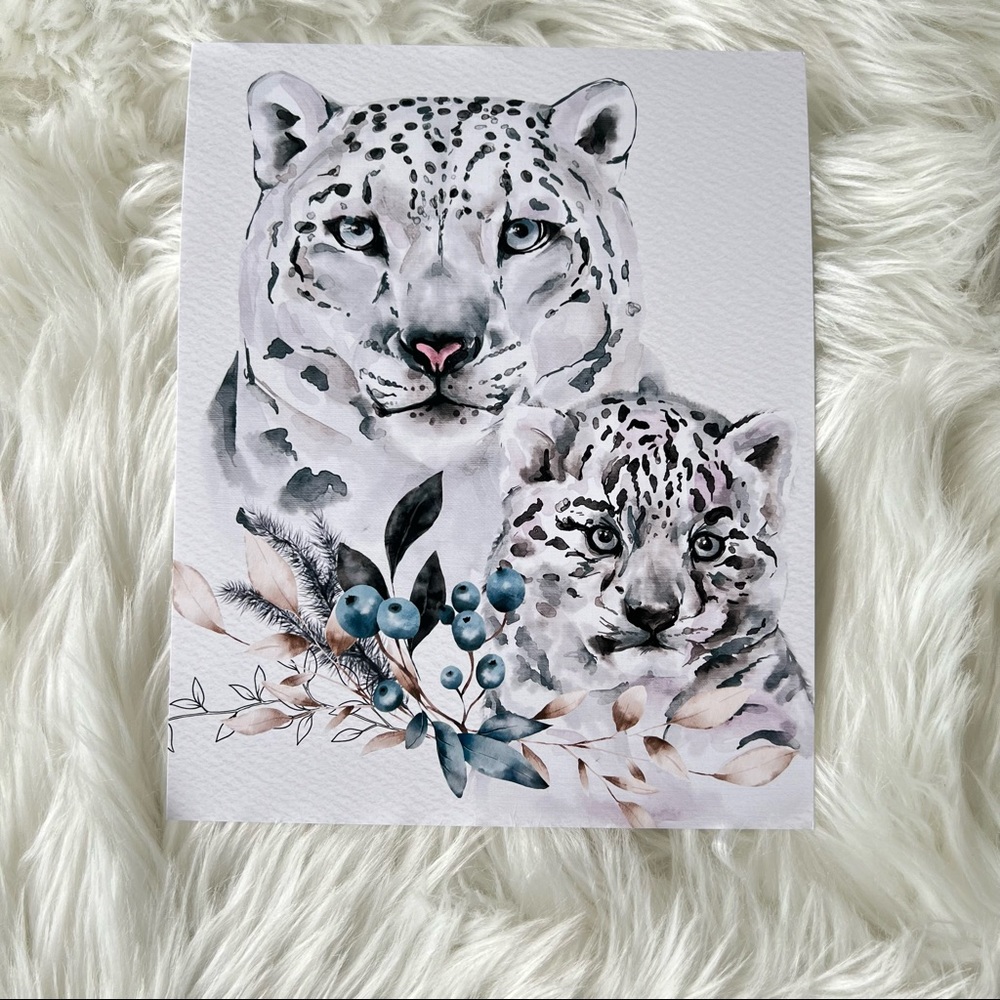 Wall Art Print Watercolor Snow Leopard Arctic Poster Unframed - Picture 12 of 12